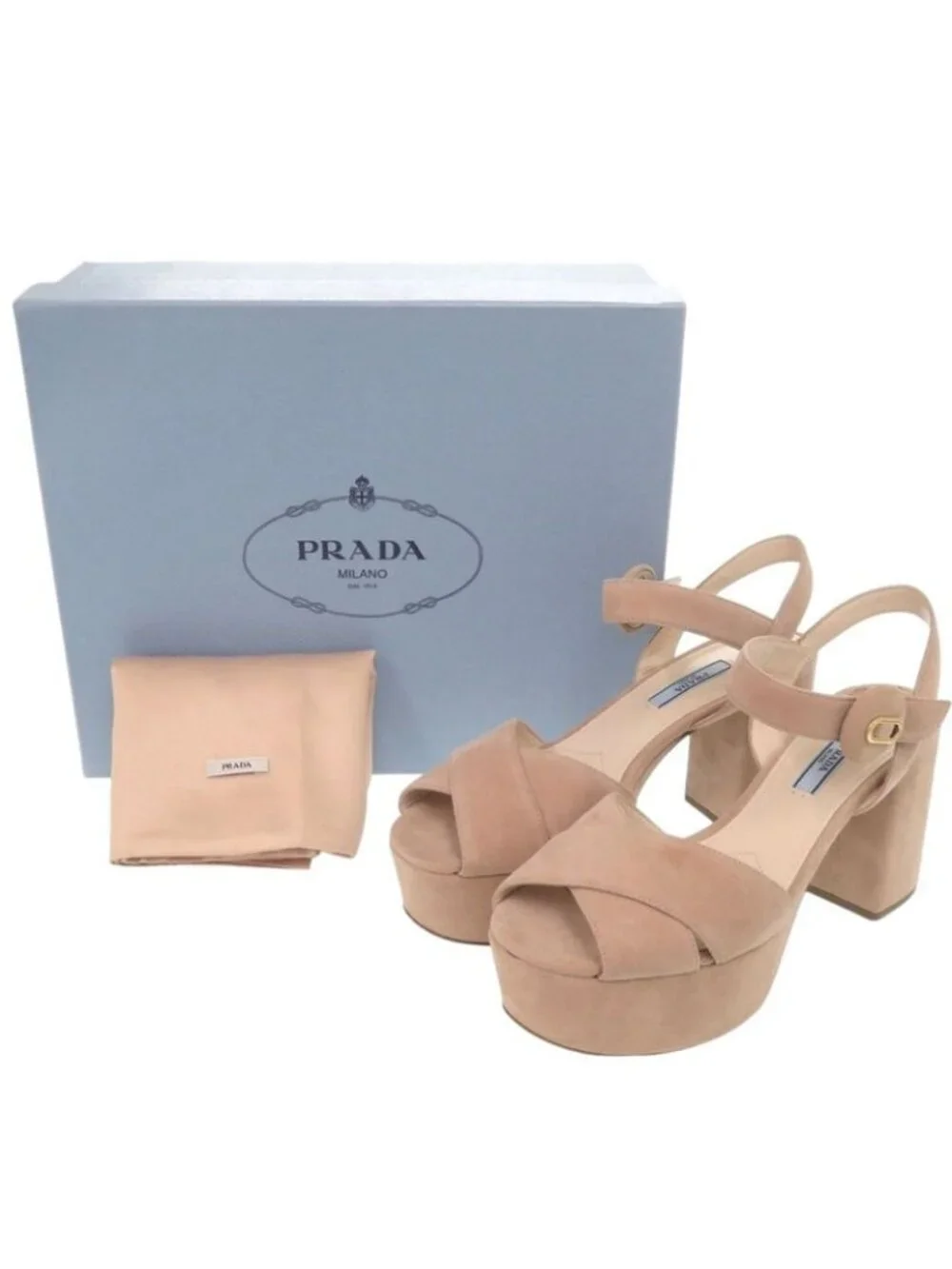 Prada Platform Sandals 38 Suede Pink - Picture 2 of 8